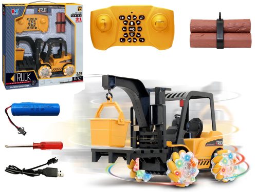 Távirányítós targonca 360 fokos forgásban világító kerekek