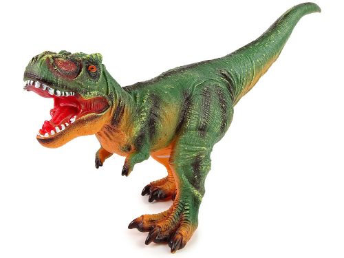 Nagy dinoszaurusz figura Tyrannosaurus Rex zöld és narancssárga hang 60 cm hosszú