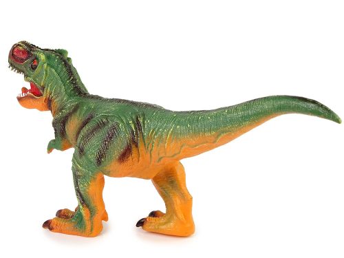Nagy dinoszaurusz figura Tyrannosaurus Rex zöld és narancssárga hang 60 cm hosszú