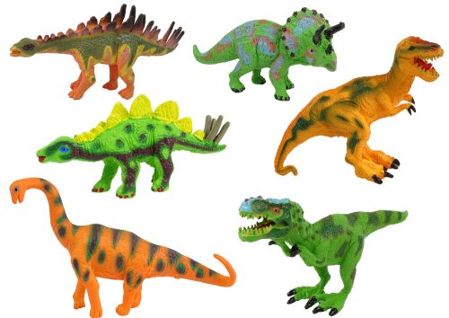 Dinoszaurusz figurák modellek készlete, 6 darab, kiegészítők