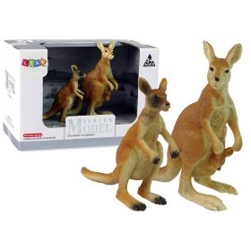   2 db-os kengurufigura készlet két kölyökkel, a Világ Állatai sorozat