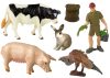 Nagy haszonállat figura készlet + Farmer és tanya 10 darabos
