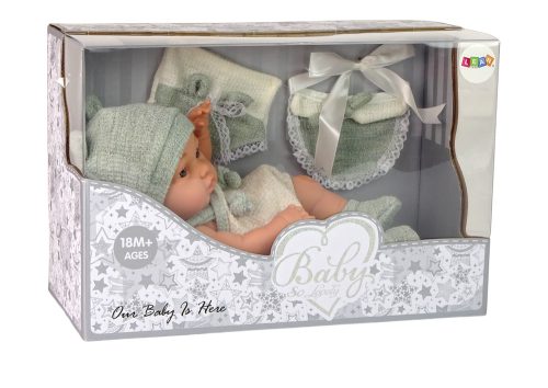 Édes Baby Doll Pulóver Sapka Zöld 30 cm