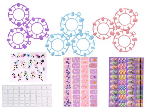 Körömfestő készlet, formázó lámpa, reszelő, brokát