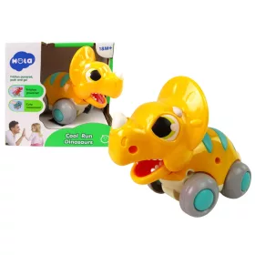 Dinoszaurusz a kerekeken sárga triceratops figura