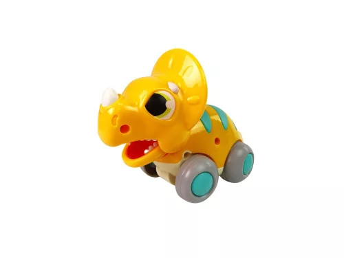Dinoszaurusz a kerekeken sárga triceratops figura