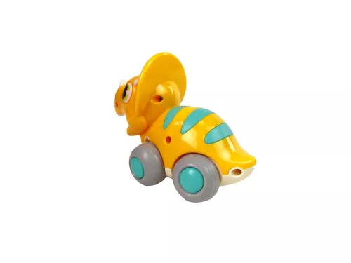 Dinoszaurusz a kerekeken sárga triceratops figura