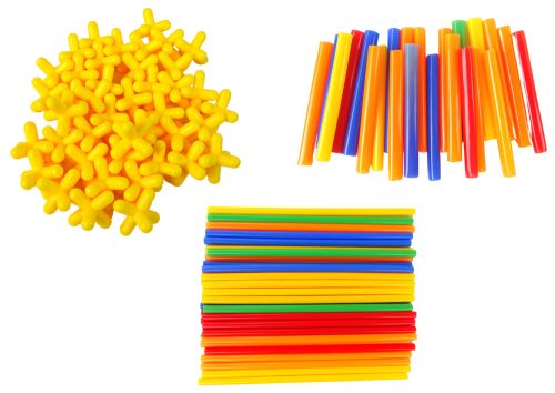 Építőelemek Építési pálcikák Szalmakészlet