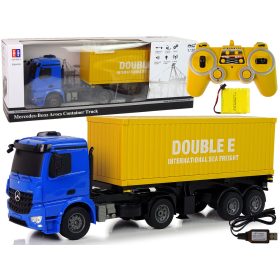   Nagyméretű, kék színű, távirányítású teherautó Mercedes Arocs 1:20-as konténerrel, 58 cm hosszú