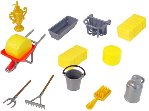 Állítsa be a farmon álló istállófigurákat, fésülködő lótartozékokat