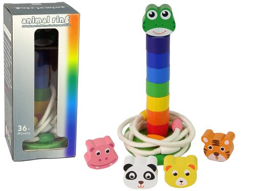 Fából készült piramis oktatási karakterlánc puzzle állatok