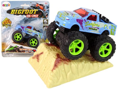 Resorak Monster Truck Hátrahúzható meghajtású Gumi kerekek Fém karosszéria + Emelkedő rámpa