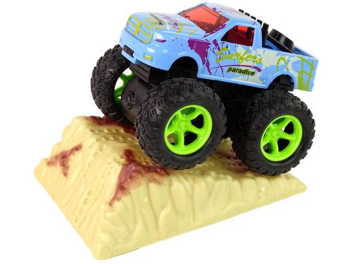 Resorak Monster Truck Hátrahúzható meghajtású Gumi kerekek Fém karosszéria + Emelkedő rámpa