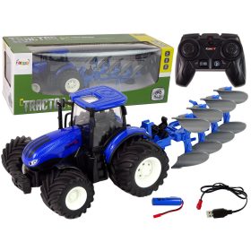 Távirányítós traktor 1:24 Blue Plough Metal