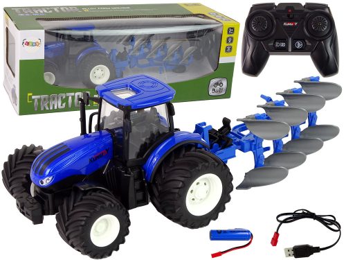 Távirányítós traktor 1:24 Blue Plough Metal