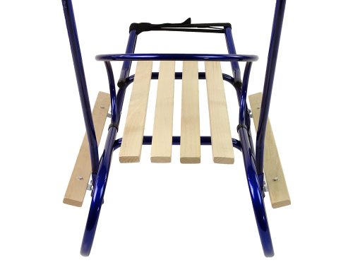 Fém szán tolórúd háttámlával, kék pánttal