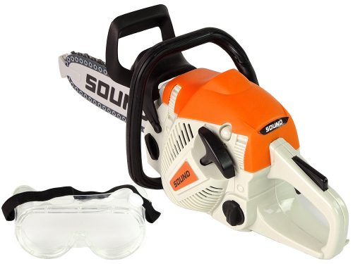 Láncfűrész mozgó lánccal + védőszemüveg. Realisztikus megjelenés és hangok!