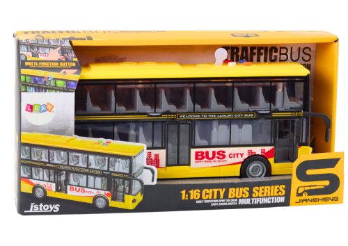 Emeletes busz 1:16 Fények Hangok Súrlódó meghajtó sárga