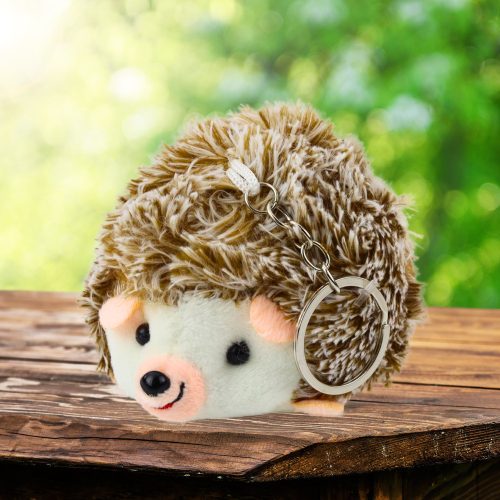Plüss Hedgehog Mascot kulcstartó gyűrű, barna 9cm