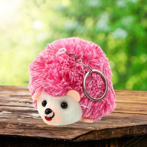 Plüss Hedgehog Mascot kulcstartó gyűrű rózsaszín 9cm