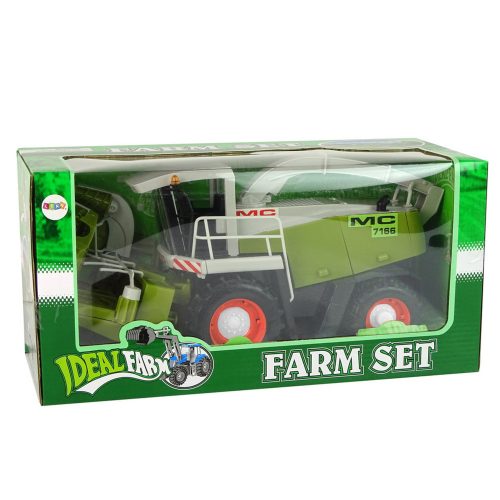 Zöld kombájn mozgó alkatrészek nagy kukoricavágó MC 7166