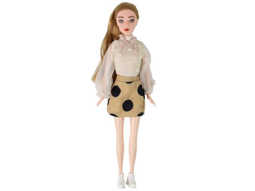 Gyermek baba Emily gitárszemüveggel, hosszú, szőke hajú cica