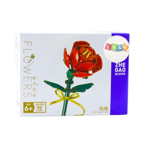 Építőkockák Rózsa masnival Piros 92 db.