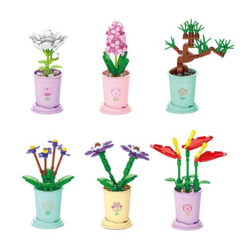 Építőkockák Egyetlen virág cserépben 36-60 db.