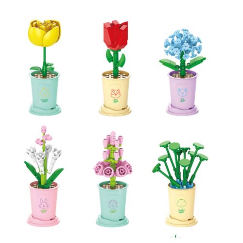 Építőkockák Egyetlen virág cserépben 36-60 db.