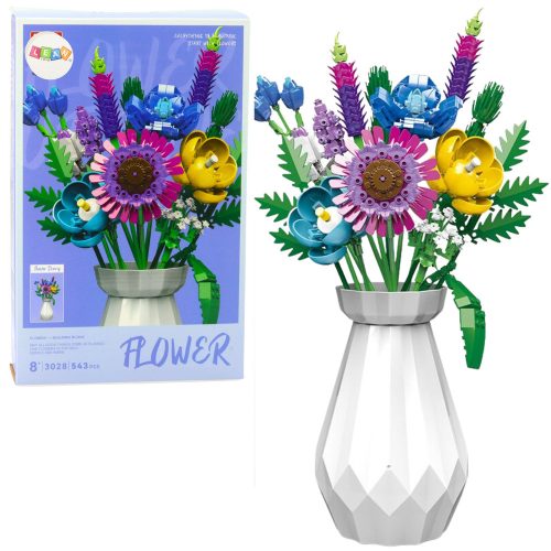 Építőkockák Virágcsokor Fehér Vázában 543 db.