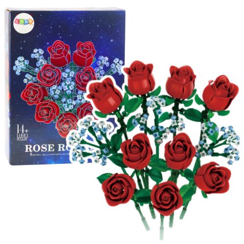 Építőkockák Virágcsokor Vörös Rózsa 649 db.