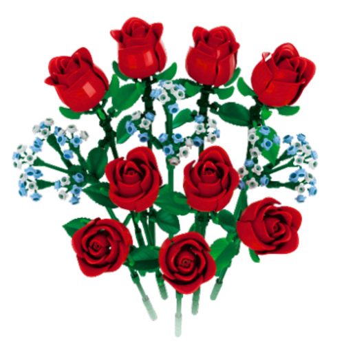 Építőkockák Virágcsokor Vörös Rózsa 649 db.