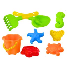   Homok, Vödör, Szűrő, Formák készlet, 8 részes, Színes