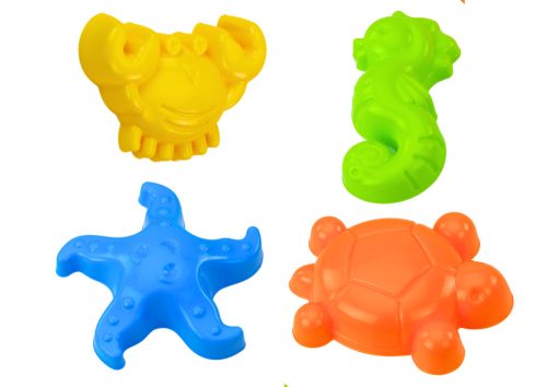 Homok, Vödör, Szűrő, Formák készlet, 8 részes, Színes