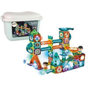   Világító csúszda labdákhoz mágneses blokkok dobozban 150 elem-A