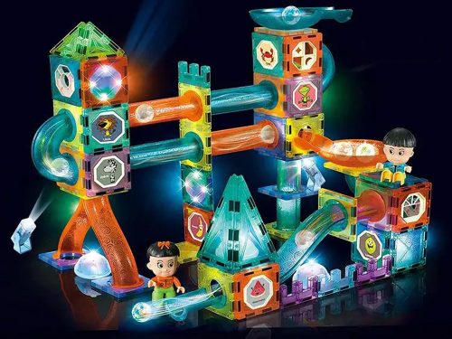 Világító csúszda labdákhoz mágneses blokkok dobozban 150 elem-A