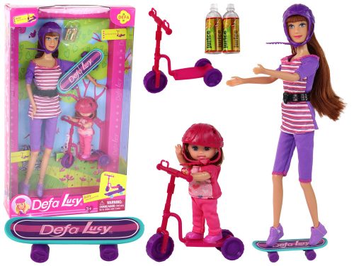 Lucy Doll Set Lila roller gördeszkás sisakok