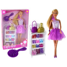Lucy Doll Lila csillogó ruha szett cipő