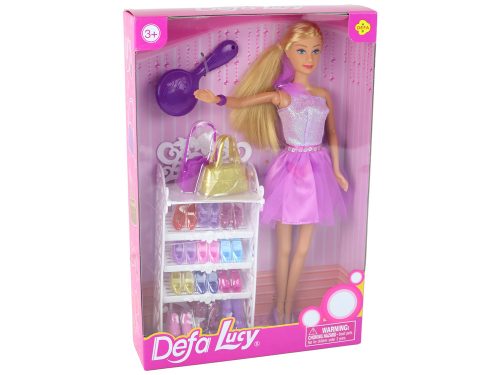 Lucy Doll Lila csillogó ruha szett cipő