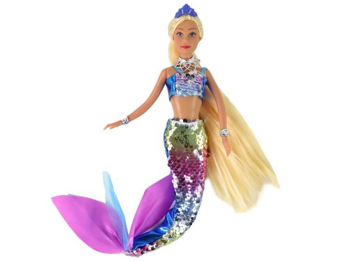 Mermaid Doll Blue Long Szőke haj Mermaid Tail flitterek
