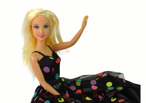Lucy Doll, fekete pöttyös ruha, hosszú