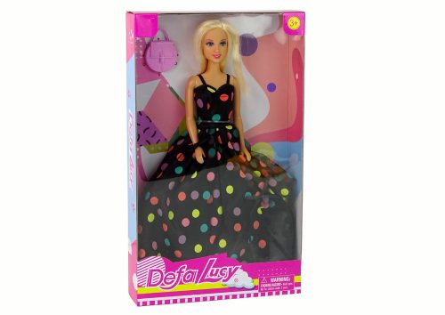 Lucy Doll, fekete pöttyös ruha, hosszú