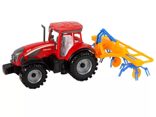 Piros traktor gereblye dörzshajtással