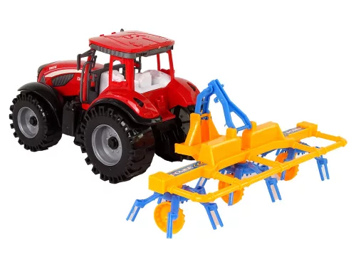 Piros traktor gereblye dörzshajtással