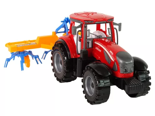 Piros traktor gereblye dörzshajtással