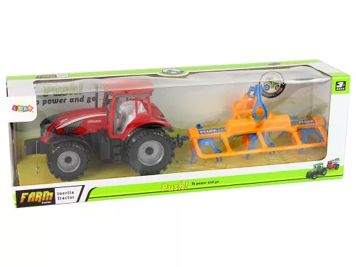 Piros traktor gereblye dörzshajtással