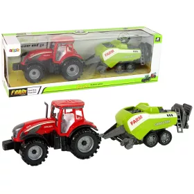   Piros mezőgazdasági traktor zöld vetőgép súrlódó meghajtással