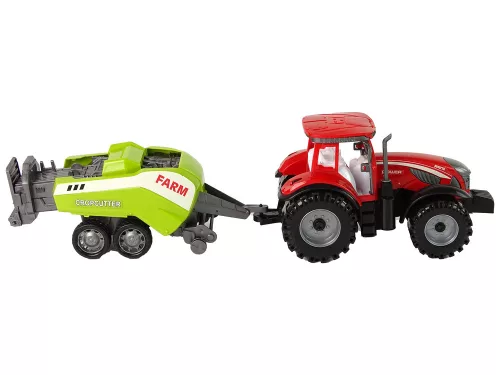 Piros mezőgazdasági traktor zöld vetőgép súrlódó meghajtással
