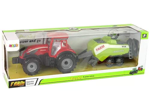 Piros mezőgazdasági traktor zöld vetőgép súrlódó meghajtással