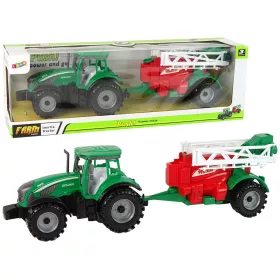   Zöld mezőgazdasági traktor piros és zöld permetező frikatív meghajtással